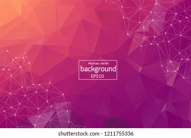 Geometric Dark Pink Polygonal background molecule and communication. Connected lines with dots. Minimalism background. Concept of the science, chemistry, biology, medicine, technology.