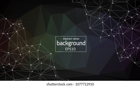 Geometric dark Polygonal background molecule and communication. Connected lines with dots. Minimalism background. Concept of the science, chemistry, biology, medicine, technology.