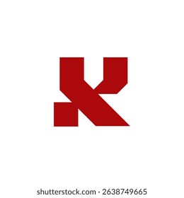 Geometric Dark Red Letter K Logo