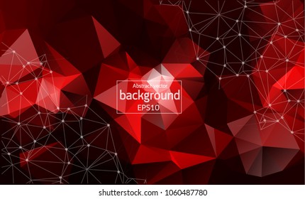 Geometric Dark red Polygonal background molecule and communication. Connected lines with dots. Minimalism background. Concept of the science, chemistry, biology, medicine, technology.