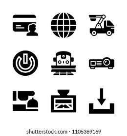 geometric, data, concept and currency icons in Technology vector set. Graphics for web and design