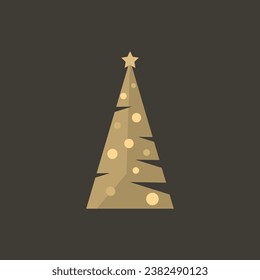 Geometric decorated Christmas tree minimal and luxury style on blown background. Merry Xmas and Happy New Year greeting card vector illustration template.