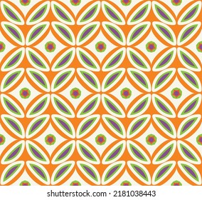 Geometric Decorative Abstract Circles Retro Pattern Trendy Fashion Colors Tile Style Chic Backdrop Design Perfect for Allover Fabric Print and Wall Paper Orange Tones