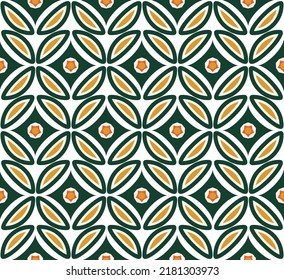 Geometric Decorative Abstract Circles Retro Pattern Trendy Fashion Colors Tile Style Chic Backdrop Design Perfect for Allover Fabric Print and Wall Paper Dark Green Orange Tones