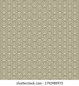 Diseño decorativo geométrico con zigzags y marcas simples de puntos. Patrón mosaico. Textura de papel tapiz. Gráficos en tonos marrones y grises.