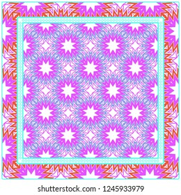 Geometric Decorative Elements. Abstract Background. Pattern Design Style For Print On Fabric, Papper, Silk Neck Scarf, Kerchief Design. Vector Illustration