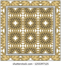 Geometric Decorative Elements. Abstract Background. Pattern Design Style For Print On Fabric, Papper, Silk Neck Scarf, Kerchief Design. Vector Illustration