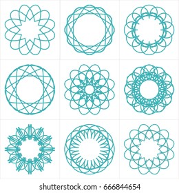 Geometric decorative elements. Linear ornamental symbols set. Vector arabic geometric signs