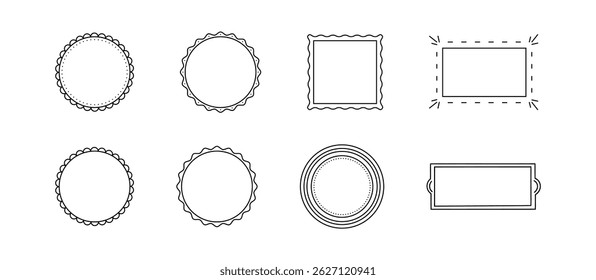 Geometric Decorative Frames of Different Shapes on White Background