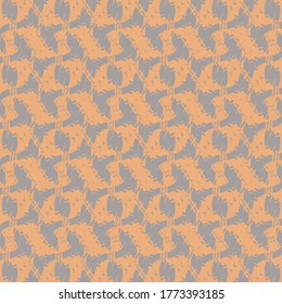 Geometric decorative pattern consisting of meanders and eyes. Wallpaper texture. Graphics in blue gray and ocher.