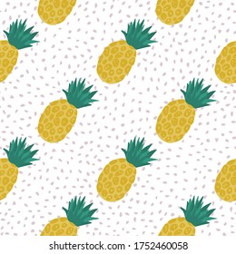 Geometric decorative pineapple pattern. Exotic tropical fruits endless wallpaper. Decorative backdrop for fabric design, textile print, wrapping, cover. Vector illustration