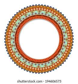 Geometric decorative rosette in the Mexican style with space for your text. vector illustration