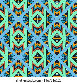Geometric decorative seamless pattern. The ornament can be used for the manufacture of fabrics, wrapping paper, as an element in design and more.