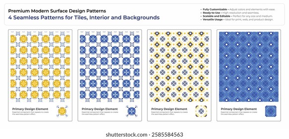 Geometric  Decorative Seamless Tile Patterns for Home  Textile Design