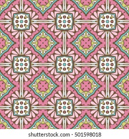 geometric Decorative tile pattern design vector. Vintage backgrounds, classic ornament fill