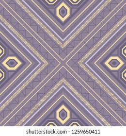 Geometric decorative vector illustration in lilac colors. Abstract background. Traditional ornament for tiles, carpet and textile.