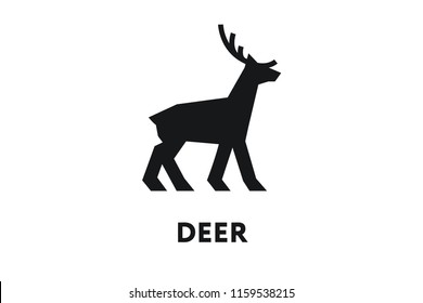 Geometric Deer Forest Animal Reindeer. Minimal Color Flat Line Outline Stroke Icon.