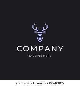 Logotipo geométrico de la cabeza de ciervo con líneas angulares limpias para un aspecto moderno y nítido.
