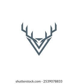 Geometric Deer Head Shield Logo design vector template