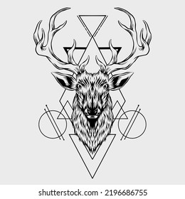 Geometric Deer Head Vector Art