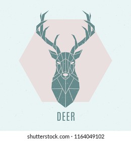Geometric deer illustration. Abstract nordic deer emblem . Vector illustration.