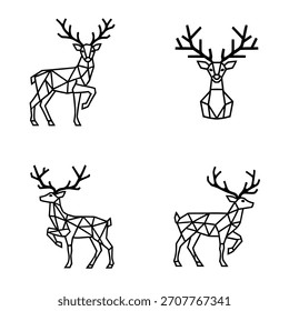 Geometric Deer Illustrations in Black and White Modern Animal Designs