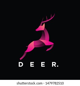 geometric  deer logo design vector