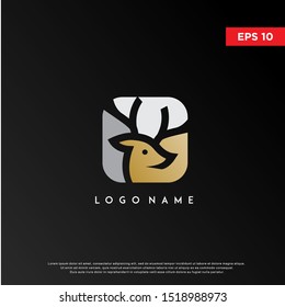 geometric deer logo, modern template icon design