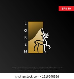 geometric deer logo, modern template icon design