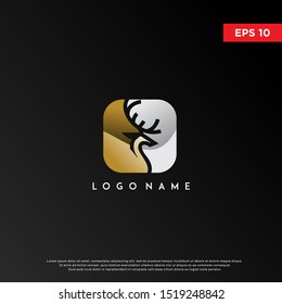 geometric deer logo, modern template icon design