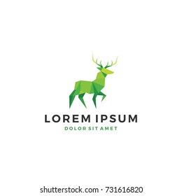 geometric deer lowpoly logo template vector icon