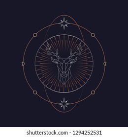 Geometric deer mystic symbol vector