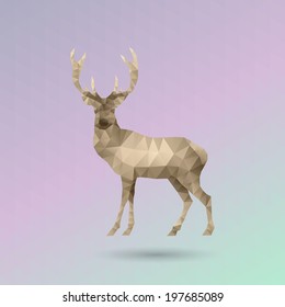 Geometric Deer on Triangle Pattern - Vector 