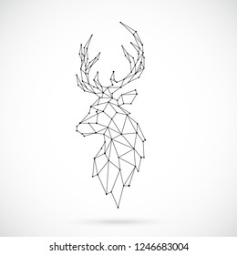 Geometric Deer silhouette. Image of Deer in the form of constellation. Vector illustration.