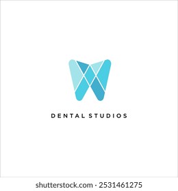 logotipo de cuidados dentários geométricos. moderno vetor de serviço dentário de tecnologia. design ortodôntico de dente limpo