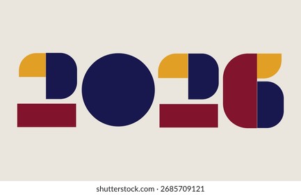 Geometric Design of 2026 in Bold Colors A Modern and Abstract Representation of the Year