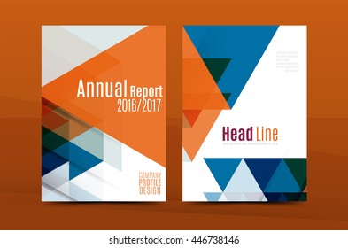 Geometric design A4 size cover print template - annual report brochure flyer design template vector, leaflet presentation abstract background