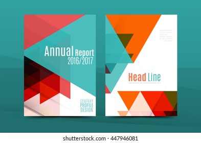 Geometric design A4 size cover print template - annual report brochure flyer design template vector, leaflet presentation abstract background