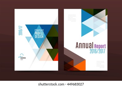Geometric design A4 size cover print template - annual report brochure flyer design template vector, leaflet presentation abstract background