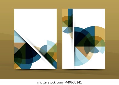 Diseño geométrico Planta de impresión de portada de tamaño A4 - folleto de presentación anual planilla de diseño vectorial, presentación de folletos fondo abstracto