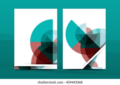 Geometric design A4 size cover print template - annual report brochure flyer design template vector, leaflet presentation abstract background