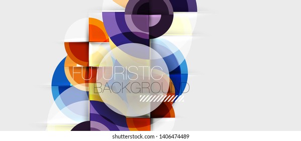Geometric design abstract background - circles, vector