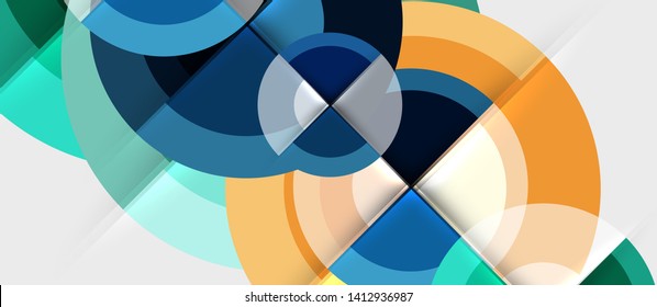 Geometric design abstract background - circles, vector