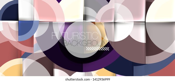 Geometric design abstract background - circles, vector