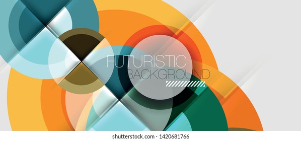Geometric design abstract background - circles, vector