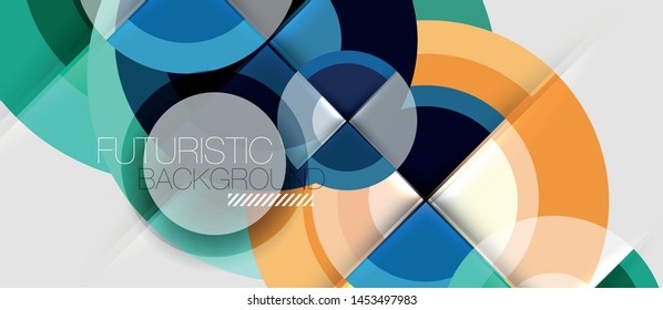 Geometric design abstract background - circles, vector