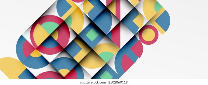 Fondo abstracto de diseño geométrico - círculos cuadrados