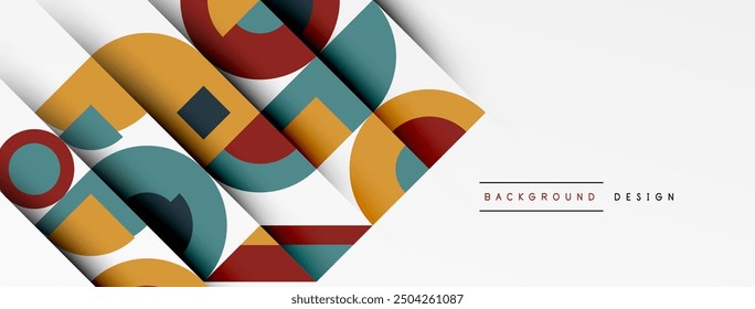 Fondo abstracto de diseño geométrico - círculos cuadrados