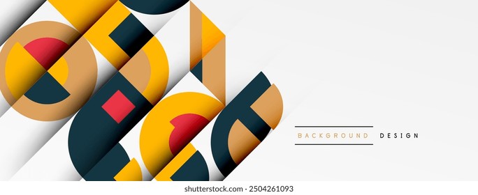Fondo abstracto de diseño geométrico - círculos cuadrados