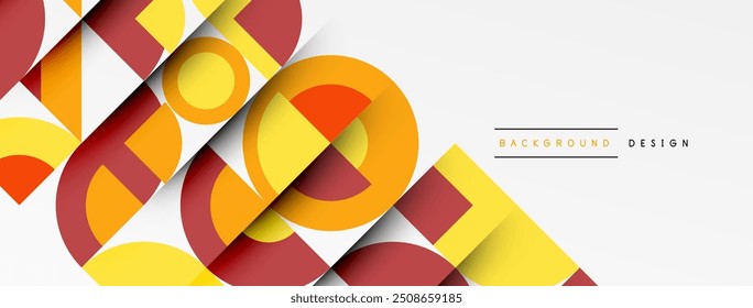 Fondo abstracto de diseño geométrico - círculos cuadrados
